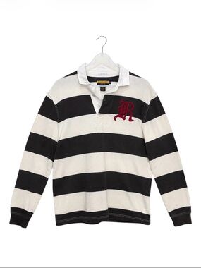 Ralph Lauren Rugby Striped Rugby Shirt Chenille R Patch Vintage Men’s Medim